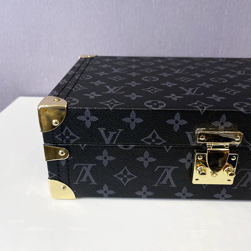 8 Slots Louis Vuitton Watch Organizer Black Leather Box And Gift Case